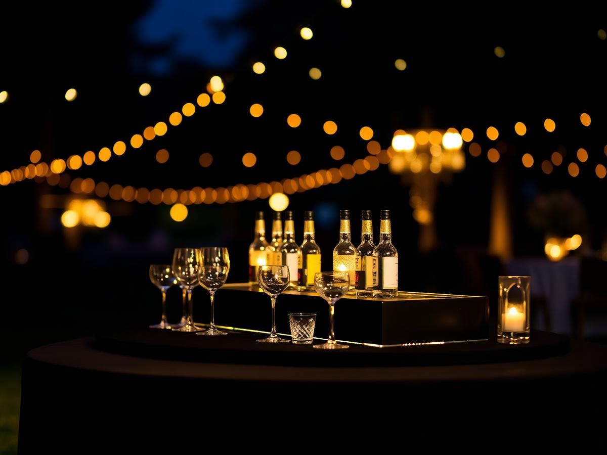 Wedding bar setup at night